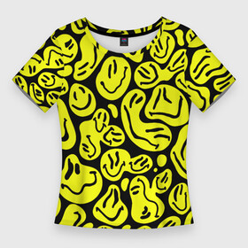 Женская футболка 3D Slim с принтом The Смайлики в Петрозаводске,  |  | smile | паттерн | смайлики | улыбайся | улыбка
