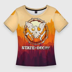 Женская футболка 3D Slim с принтом State of Decay  Логотип в Петрозаводске,  |  | state of decay | загнивающий штат | зомби апокалипсис | состояние распада | стейт оф дикей