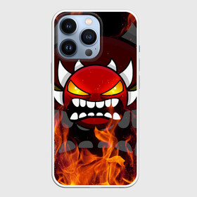 Чехол для iPhone 13 Pro с принтом GEOMETRY DASH DEMON FIRE SMILE в Петрозаводске,  |  | 2d | arcade | demon | fire | flame | game | geometry dash | levels | meltdown | rage | robtop | smile | аркада | геометрический тире | демон | огненный демон | огонь | пламя | раннер | смайлы | уровни | эмоции | ярость