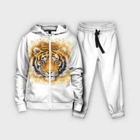 Детский костюм 3D с принтом Дикий Тигр (Wild Tiger) в Петрозаводске,  |  | Тематика изображения на принте: animal | beast | cat | predator | tiger | амурский тигр | белый тигр | год тигра | дикий тигр | животное | зверь | злой тигр | кот | новый год 2022 | оскал | охотник | полосатая кошка | полоски тигра | саблезубый тигр