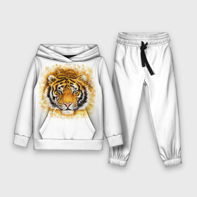 Детский костюм 3D (с толстовкой) с принтом Дикий Тигр (Wild Tiger) в Петрозаводске,  |  | animal | beast | cat | predator | tiger | амурский тигр | белый тигр | год тигра | дикий тигр | животное | зверь | злой тигр | кот | новый год 2022 | оскал | охотник | полосатая кошка | полоски тигра | саблезубый тигр