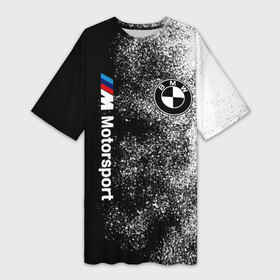 Платье-футболка 3D с принтом БМВ  Черно белый логотип в Петрозаводске,  |  | bmw | bmw motorsport | bmw performance | carbon | m | m power | motorsport | performance | sport | бмв | карбон | моторспорт | подарок | спорт