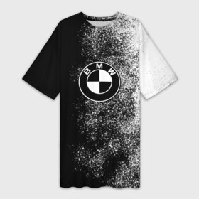 Платье-футболка 3D с принтом BMW  ЧБ  Логотип в Петрозаводске,  |  | bmw | bmw motorsport | bmw performance | carbon | m | m power | motorsport | performance | sport | бмв | бричка | валит | выворот | е 34 | е36 | как у всех | карбон | моторспорт | подарок | раздать | спорт