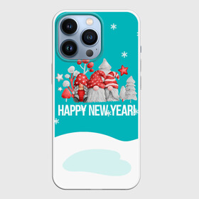 Чехол для iPhone 13 Pro с принтом Happy New Year Новогодние гномы в Петрозаводске,  |  | happy new year | гномы | новый год | рождество | с новым годом