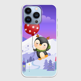 Чехол для iPhone 13 Pro с принтом Новогодний пингвин с шариком в Петрозаводске,  |  | зима | новогодний | новый год | пингвин | рождество | шарик