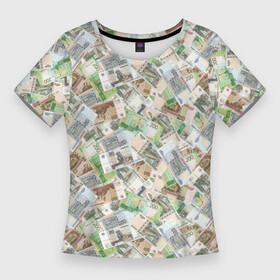 Женская футболка 3D Slim с принтом Деньги РФ (Рубли) в Петрозаводске,  |  | бабки | баксы | банк | банкноты | бизнес | биткоин | богатство | брокер | бумажник | бюджет | валюта | взятка | вор | деньги | доллары | евро | зарплата | золото | казино | капитал | касса | копилка