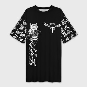 Платье-футболка 3D с принтом TOKYO REVENGERS WALHALLA TEAM WHITE в Петрозаводске,  |  | anime | draken | japan | mikey | symbol | tokyo | tokyorevengers | walhalla | аниме | вальгала | дракен | иероглифы | кэн | майки | манга | мандзиро | микки | рюгудзи | сано | символы | токийские мстители | токио | япония