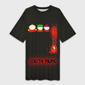Платье-футболка 3D с принтом Южный парк главные персонажи  South Park в Петрозаводске,  |  | eric | kenny | kyle | south park | stanley | кайл | кенни | мультфильм | саус парк | сауспарк | сериал | стэн | эрик | южный парк