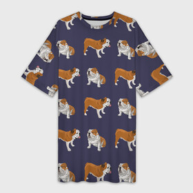 Платье-футболка 3D с принтом Английские бульдоги паттерн в Петрозаводске,  |  | dogs | english bulldog | pets | английский бульдог | бульдоги | домашние животные | домашние питомцы | паттерн | породистые собаки | собаки