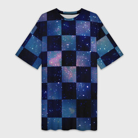 Платье-футболка 3D с принтом Space Neon Neon Chessboard в Петрозаводске,  |  | chessboard | neon | space | stars | звезды | космос | неон | шахматы