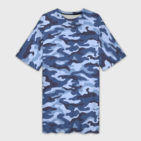 Платье-футболка 3D с принтом Синий Камуфляж (Camouflage) в Петрозаводске,  |  | camouflage | армия | боец | ввс | вдв | вмф | военный камуфляж | воин | война | гру | десантник | дшб | камуфляж | кгб | маскировка | масхалат | мвд | милитари | мчс | омон | охота | охрана | патриот | пво