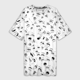 Платье-футболка 3D с принтом Ахегао без границ в Петрозаводске,  |  | ahegao | anime | manga | аниме | ахегао | коллаж | манга | паттерн