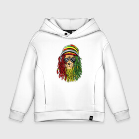 Детское худи Oversize хлопок с принтом Rasta lioN в Петрозаводске, френч-терри — 70% хлопок, 30% полиэстер. Мягкий теплый начес внутри —100% хлопок | боковые карманы, эластичные манжеты и нижняя кромка, капюшон на магнитной кнопке | animal | dreadlocks | headphones | jah | jamaica | king | lion | music | rasta | rastafari | reggae | джа | дреды | лев | музыка | очки | раста | растаман | растафари | регги | рэгги | царь зверей | ямайка