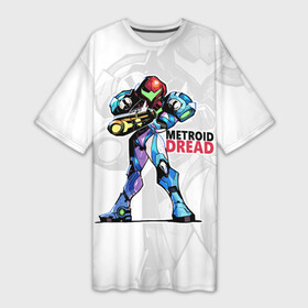 Платье-футболка 3D с принтом Metroid Dread  Samus в Петрозаводске,  |  | adventure | bounty hunter | metroid dread | pc game | samus aran | компьютерная игра | метройд дреад | охотница за головами | приключения | самус аран | ужас
