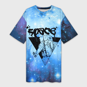 Платье-футболка 3D с принтом космическое граффити в Петрозаводске,  |  | Тематика изображения на принте: cosmos | space | астрономия | вселенная | галактика | граффити | звезды | инопланетяне | космос | нло