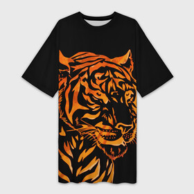 Платье-футболка 3D с принтом Огненный Еигр  Fire Еiger  Пламя в Петрозаводске,  |  | 2022 | amur tiger | beast | fangs | happy new year | merry christmas | new year | predator | snow | stars | stern grin | stern look | winter | year of the tiger | амурский тигр | год тигра | зверь | зима | клыки | новый год | снег | суровый взгл