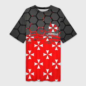 Платье-футболка 3D с принтом [Umbrella Corporation]  Соты в Петрозаводске,  |  | corp | corporation | resident evil | umbrella | umbrella corporation | зомбиапокалипсис | зонт | игра