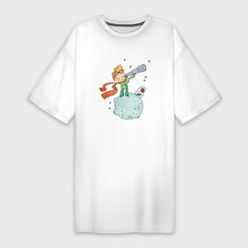 Платье-футболка хлопок с принтом обратная сторона луны в Петрозаводске,  |  | Тематика изображения на принте: лисенок | маленький принц | обратная сторона луны | роза | шарфик | шипы | экзюпери