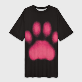 Платье-футболка 3D с принтом След кошки в Петрозаводске,  |  | Тематика изображения на принте: кот | кошачья | кошачья лапа | кошачья лапка | кошка | лапа | лапка | отпечаток лапы | подушечки | след