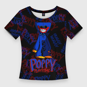 Женская футболка 3D Slim с принтом Poppy Playtime  ХАГГИ ВАГГИ. в Петрозаводске,  |  | huggy wuggy | poppy playtime | игра | кукла | монстр | плэйтайм | поппи плейтайм | хагги вагги | хоррор
