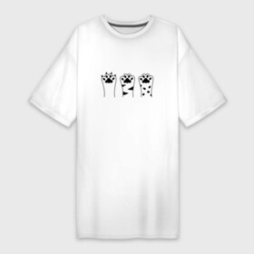 Платье-футболка хлопок с принтом 3 Кошачьи лапки в Петрозаводске,  |  | абрис | животное | животные | забавные | когти | контур | кот | котенок | коты | котята | кошка | кошки | лапки | лапы | милый | набор | обводка | паттерн | пушистый | пятна | пятнистый | пятно | рисунок