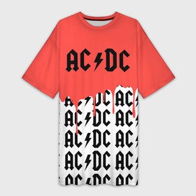 Платье-футболка 3D с принтом ac dc rock в Петрозаводске,  |  | Тематика изображения на принте: ac dc | acdc | back in black | bon scott | columbia | epic | hard rock | hells bells | highway to hell | live | metallica | rock | shoot to thrill | thunderstruck | you shook me all night long