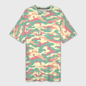 Платье-футболка 3D с принтом Камуфляж в пастельных цветах в Петрозаводске,  |  | camouflage | military | армия | боец | ввс | вдв | вмф | военный камуфляж | воин | война | гру | десантник | дшб | камуфляж | кгб | маскировка | масхалат | мвд | милитари | мчс | омон | охота | охрана | патриот | пво