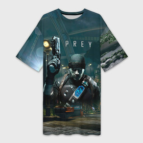 Платье-футболка 3D с принтом Prey 2  Прей 2 в Петрозаводске,  |  | horror | prey | space | космический корабль | космос | прей | прэй | страшная игра | ужастик | шутер