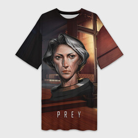 Платье-футболка 3D с принтом PREY woman в Петрозаводске,  |  | horror | prey | space | космический корабль | космос | прей | прэй | страшная игра | ужастик | шутер