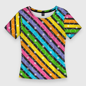 Женская футболка 3D Slim с принтом Радужные полосы микс в Петрозаводске,  |  | линии | полосы | радуга | радужные | разноцветные | цвета