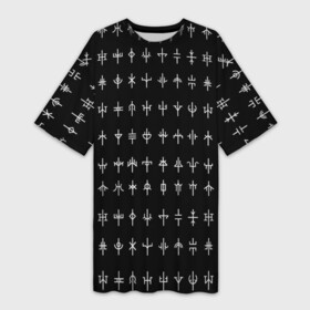 Платье-футболка 3D с принтом эзотерические символы на черном фоне в Петрозаводске,  |  | ethnic | folk | nordic | runes | slav | алхимия | магия | руны | символы | фолк | фольклор | эзотерика | этника | этно | язычество