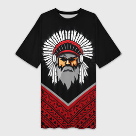 Платье-футболка 3D с принтом native american  индеец в Петрозаводске,  |  | boho | ethno | indians | native american | tribal | америка | бохо | индейцы | орнамент | трибал | узор | этника