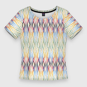 Женская футболка 3D Slim с принтом Волнисто радужный узор в Петрозаводске,  |  | абстракция | волны | геометрия | градиент | днк | паттерн | радуга | узор | фон