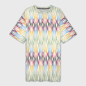 Платье-футболка 3D с принтом Волнисто радужный узор в Петрозаводске,  |  | абстракция | волны | геометрия | градиент | днк | паттерн | радуга | узор | фон