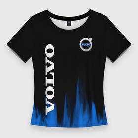 Женская футболка 3D Slim с принтом Volvo синий огонь в Петрозаводске,  |  | auto | volvo | авто | автомобиль | бренд | вольво | марка | машины