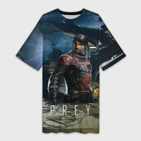 Платье-футболка 3D с принтом Prey game Прэй в Петрозаводске,  |  | Тематика изображения на принте: horror | prey | space | космический корабль | космос | прей | прэй | страшная игра | ужастик | шутер