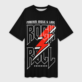 Платье-футболка 3D с принтом Rock and Roll Forever в Петрозаводске,  |  | dead kennedys | exploited | fpg | punks not dead | анархия | гаражный рок | гитара | гражданская оборона | гранж | ирокез | король и шут | металл | музыка | наив | панк рок | пурген | рок музыка | рокер | рокнролл