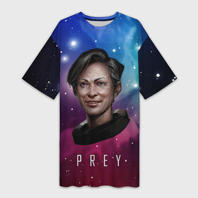 Платье-футболка 3D с принтом Prey girl space в Петрозаводске,  |  | horror | prey | space | космический корабль | космос | прей | прэй | страшная игра | ужастик | шутер