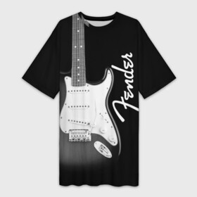 Платье-футболка 3D с принтом FENDER guitar  ФЕНДЕР гитара в Петрозаводске,  |  | acoustic | fender | guitar | music | rock | stratocaster | telecaster | акустика | гитара | звук | музыка | рок | струны | телекастер | фендер | электрогитара