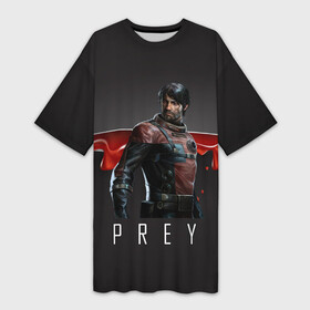 Платье-футболка 3D с принтом Prey разрезанный пополам в Петрозаводске,  |  | horror | prey | space | космический корабль | космос | прей | прэй | страшная игра | ужастик | шутер