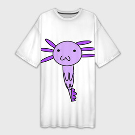 Платье-футболка 3D с принтом Axolotl в Петрозаводске,  |  | axolotl | аксолотль | милый | мульт | мультяшный | рисованный | розовый | фиолетовый