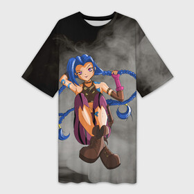 Платье-футболка 3D с принтом Jinx Arcane 2 by sexygirlsdraw в Петрозаводске,  |  | anime | arcane | art | cute | game | girl | league of legends | videogame | джинкс | лига легенд