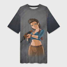 Платье-футболка 3D с принтом Nathan Drake girl from Uncharted by sexygirlsdraw в Петрозаводске,  |  | anime | art | girl | nathan drake | playstation | sony | uncharted | аниме | анчартед | арт | девушка | натан дрейк