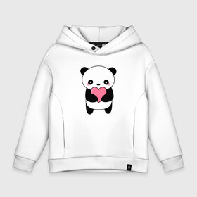 Детское худи Oversize хлопок с принтом КАВАЙНЫЙ ПАНДА | KAWAII PANDA в Петрозаводске, френч-терри — 70% хлопок, 30% полиэстер. Мягкий теплый начес внутри —100% хлопок | боковые карманы, эластичные манжеты и нижняя кромка, капюшон на магнитной кнопке | Тематика изображения на принте: bear | day | heart | kawaii | love | panda | romantic | valentine | valentines | амур | валентина | влюбленные | влюбленных | всех | день | кавай | любовь | медведь | милый | мишка | панда | романтика | романтичность | святого | сердечки