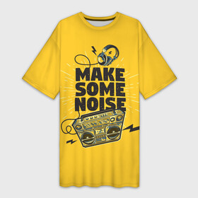 Платье-футболка 3D с принтом Make Some Noise (музыка) в Петрозаводске,  |  | блюз | вечеринка | гитара | джаз | диджей | диско | дискотека | инструменты | кантри | караоке | классическая музыка | клуб | магнитофон | музыка | музыкальные | музыкант | наушники | ноты | оркестр