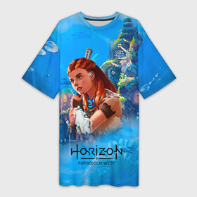 Платье-футболка 3D с принтом Horizon подводный мир в Петрозаводске,  |  | aloy | horizon | horizon forbidden west | horizon zero dawn | харайзон | хорайзон | элой