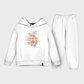 Детский костюм хлопок Oversize с принтом Нежные розовые цветы в Петрозаводске,  |  | весенние цветы | весна | летние цветы | лето | пионы | розовые цветы | розовый | цветение | цветы