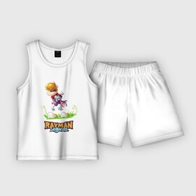 Детская пижама с шортами хлопок с принтом Уставший Rayman в Петрозаводске,  |  | globox | rayman | rayman legends | глобокс | реймен | рэйман | рэймэн | человечек