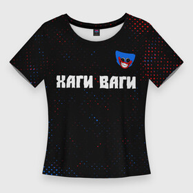 Женская футболка 3D Slim с принтом ХАГИ ВАГИ (Улыбается) в Петрозаводске,  |  | head | huggy | hugy | logo | playtime | poppy | wuggy | wugy | ваги | голова | гранж | игра | игры | лицо | лого | плейтайм | поппи | рожица | символ | ужасы | хаги | хаги ваги