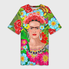 Платье-футболка 3D с принтом Фрида Кало Мексика Художник Феминист 3D в Петрозаводске,  |  | 8 марта | frida kahlo | self portrait | selfi | автопортрет | живопись | живоптсец | мексика | селфи | феминизм | феминист | феминистка | фрида кало | художница